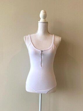 NWT Ambiance Zip Front Cotton Bodysuit - White | FREE SHIPPING